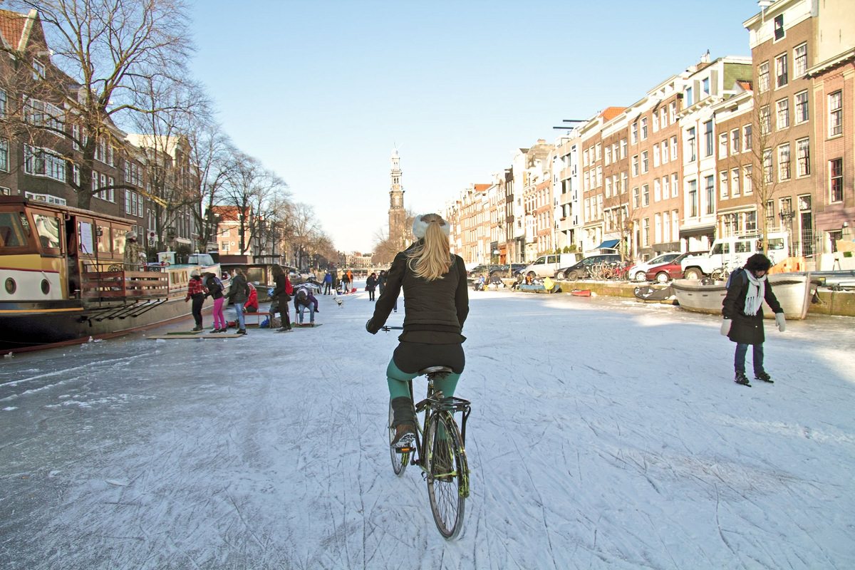Bike on a snowy street