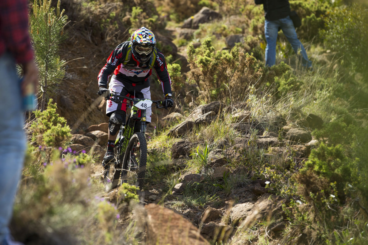 Racing in mountain bike competition