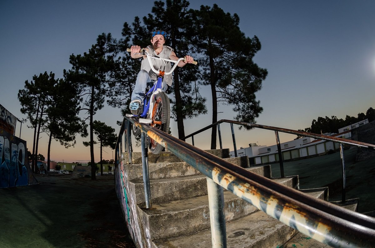 BMX stair rail trick