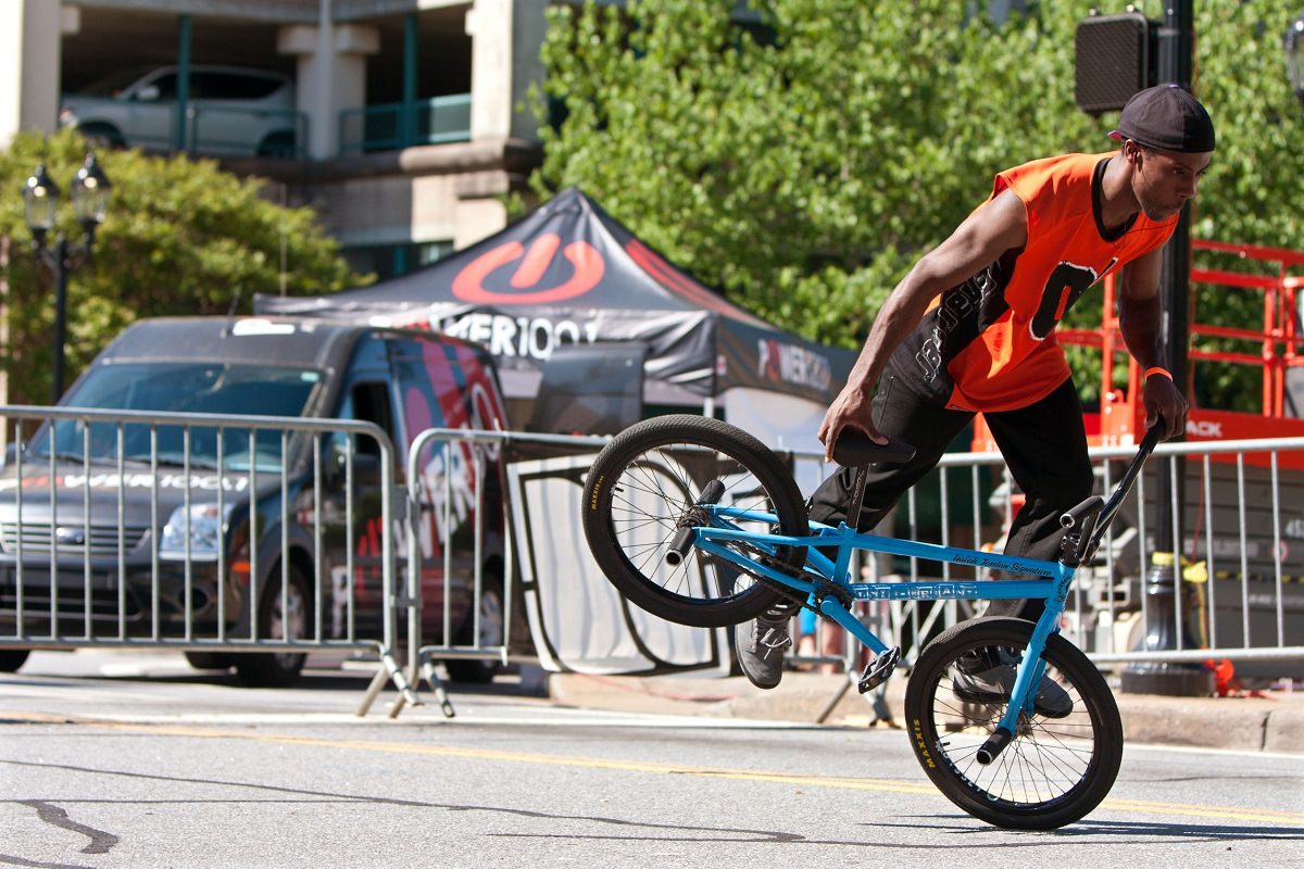 Performing a BMX trick