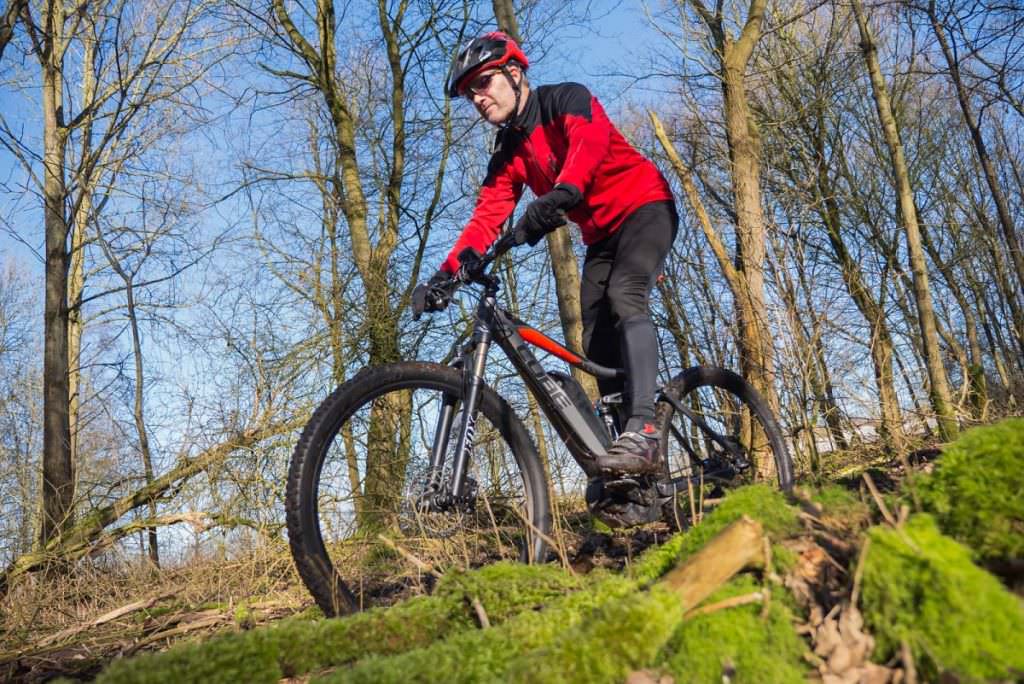 Mountain biking in the forest