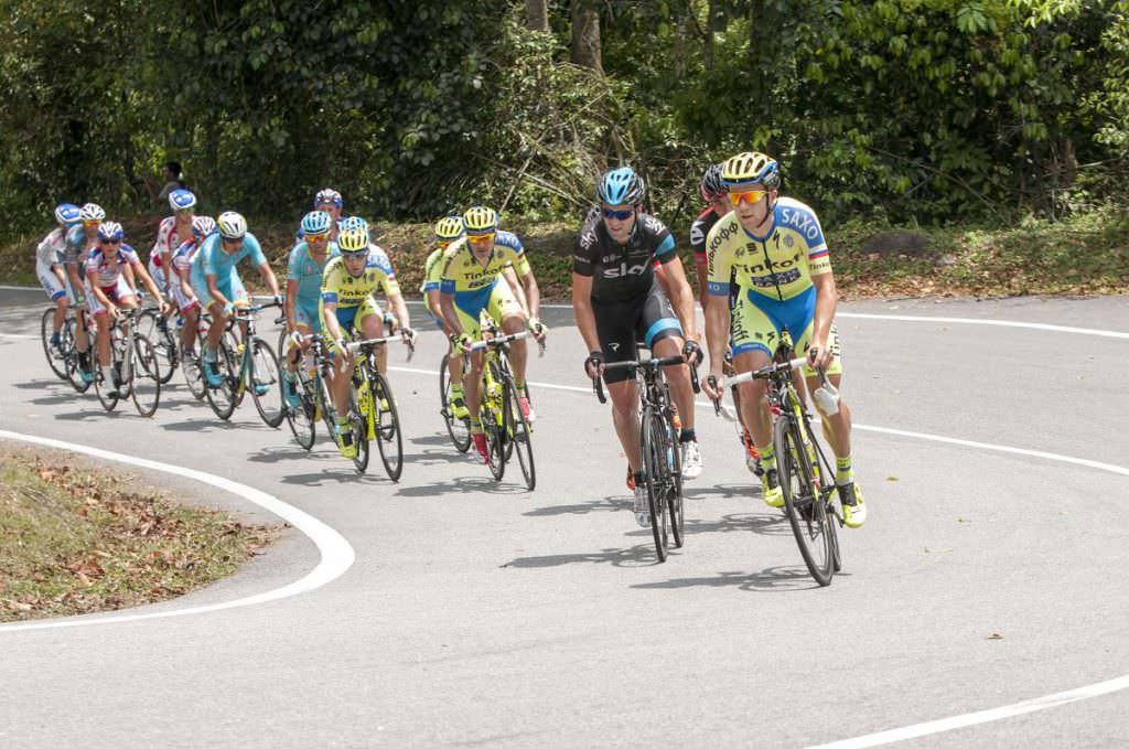 Group of cyclists on road bikes