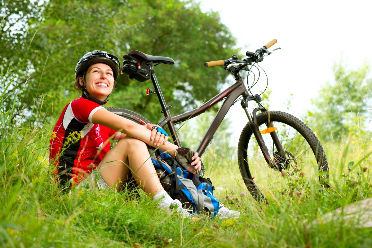 Happy mountain biker