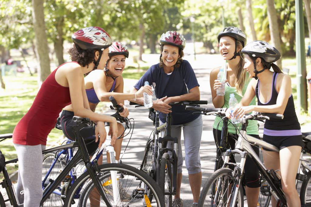 Happy cyclists
