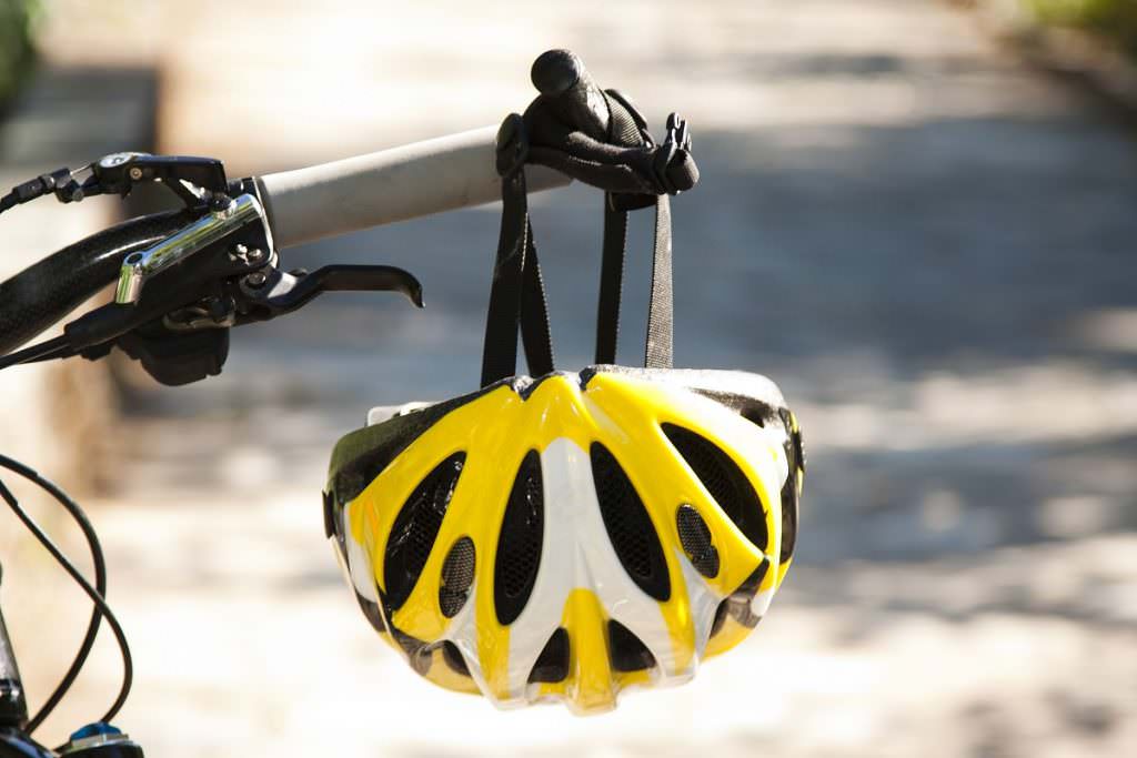 Bike helmet on a handlebar