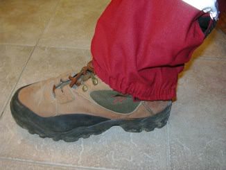 Rain pants covering boot