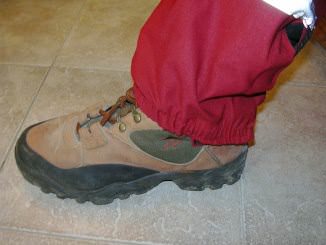 Rain pants covering boot
