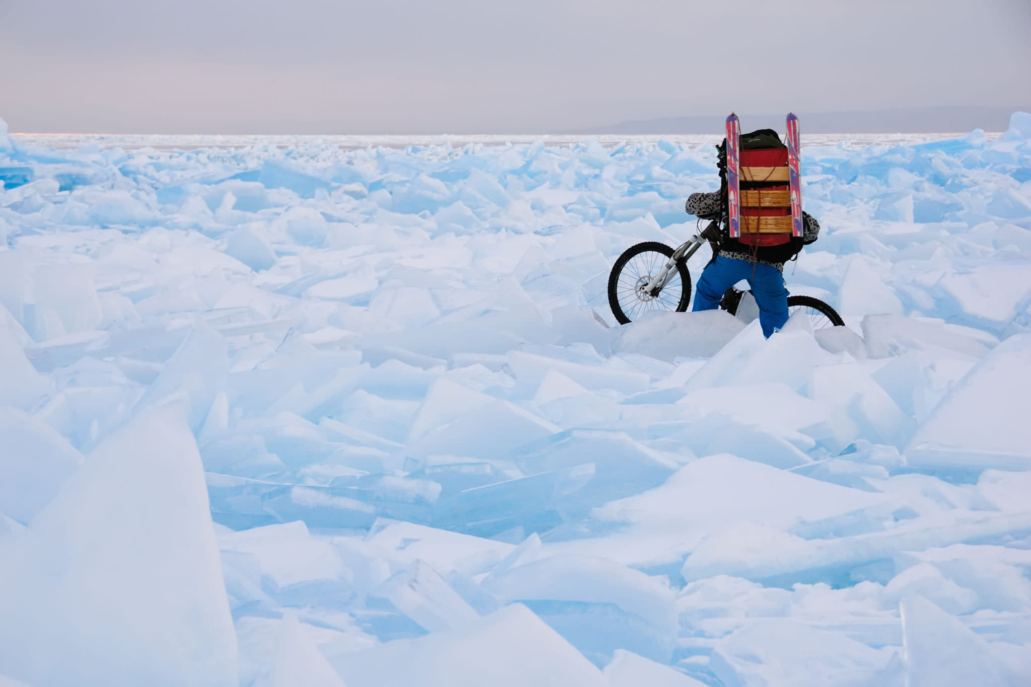 Ice biking gear, backpack