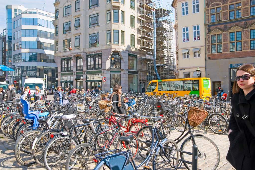 Lots of parked bikes