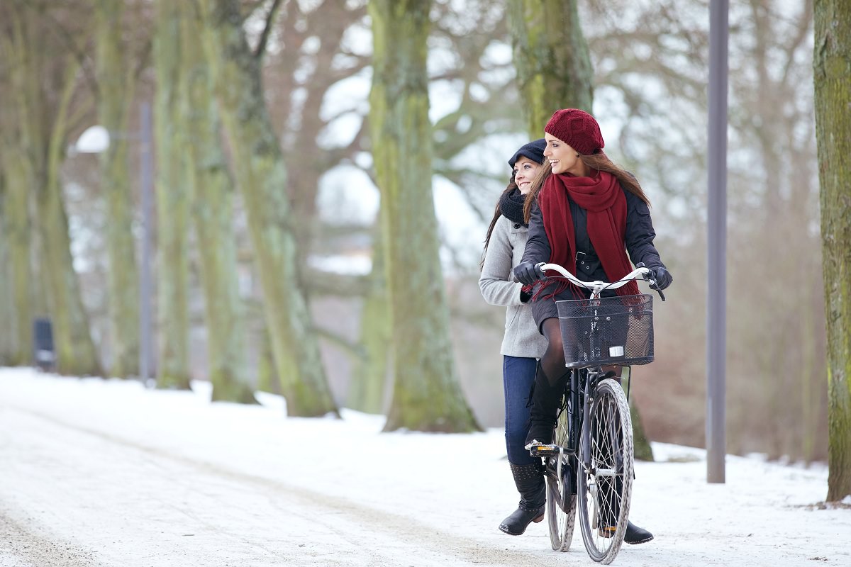 Biking in the snow together