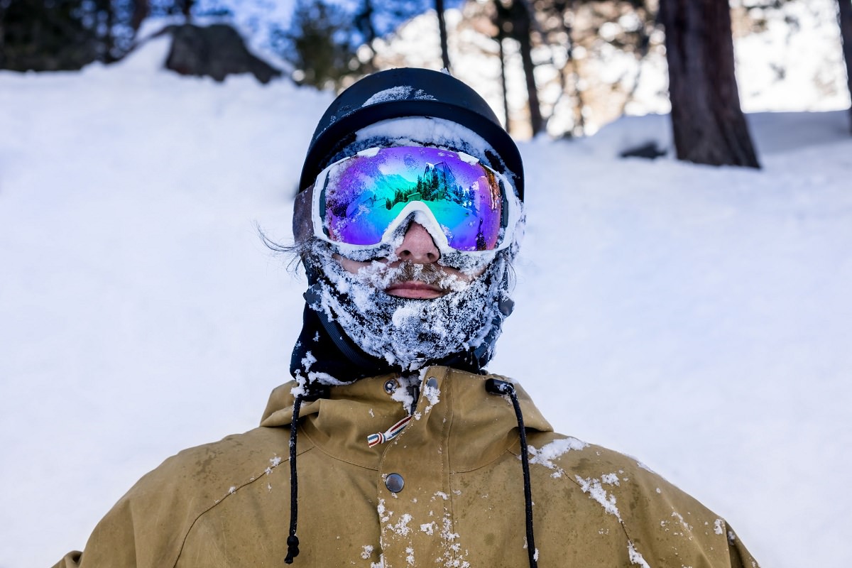 Snow covered face