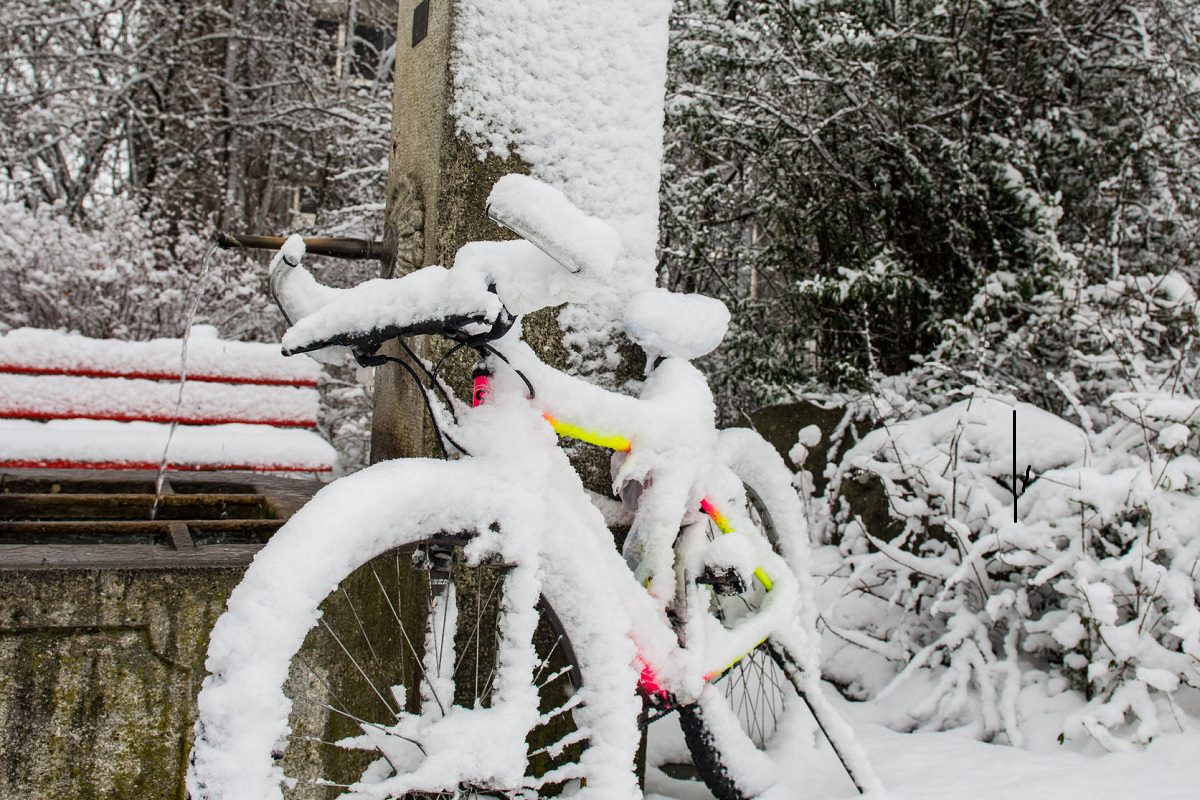 Bike left in the snow