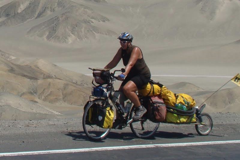 Nancy Sathre-Vogel on bike