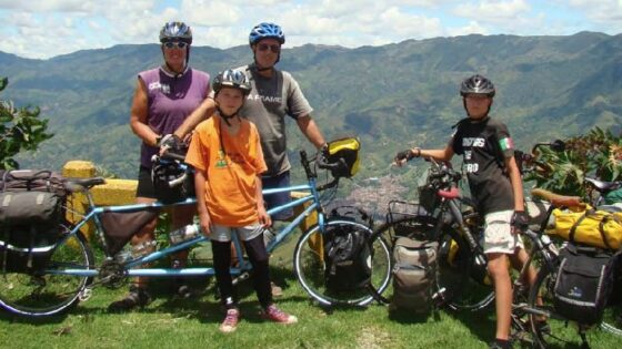 Family on bikes