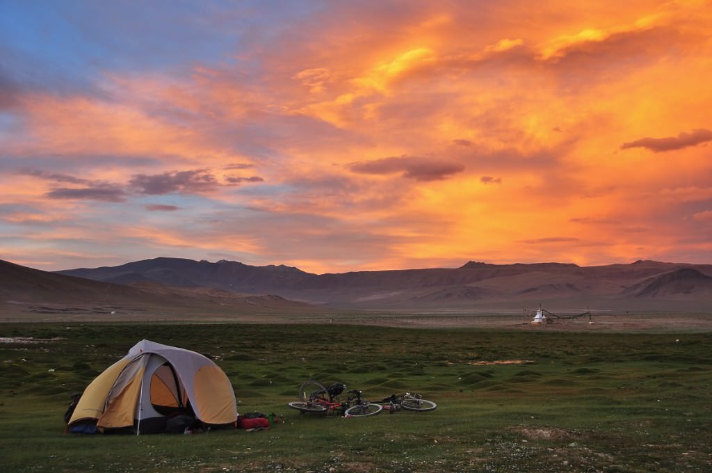 Tent in the sunset