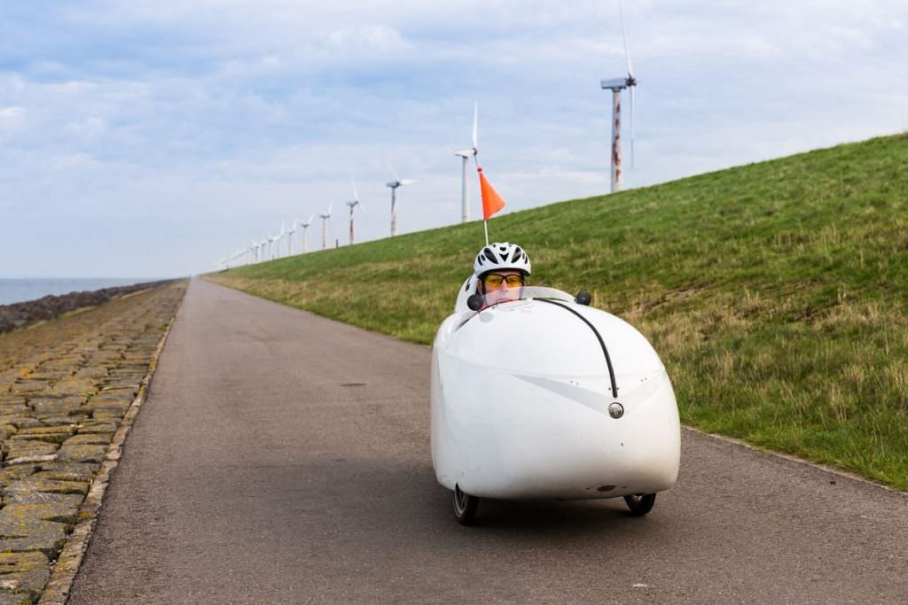 Velomobile on bike lane