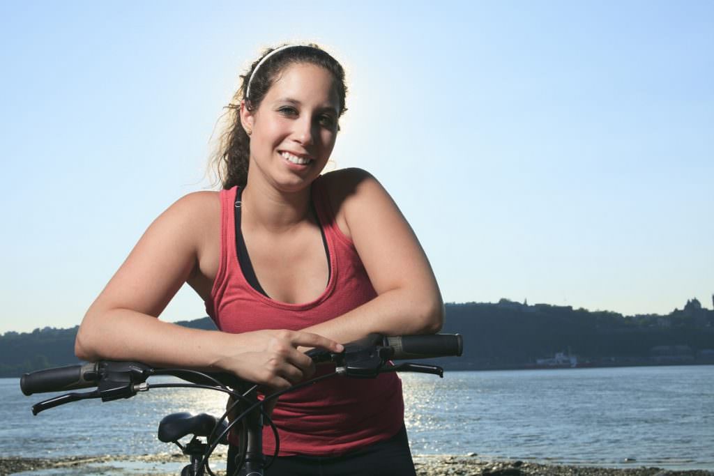 Woman with her mountain bike