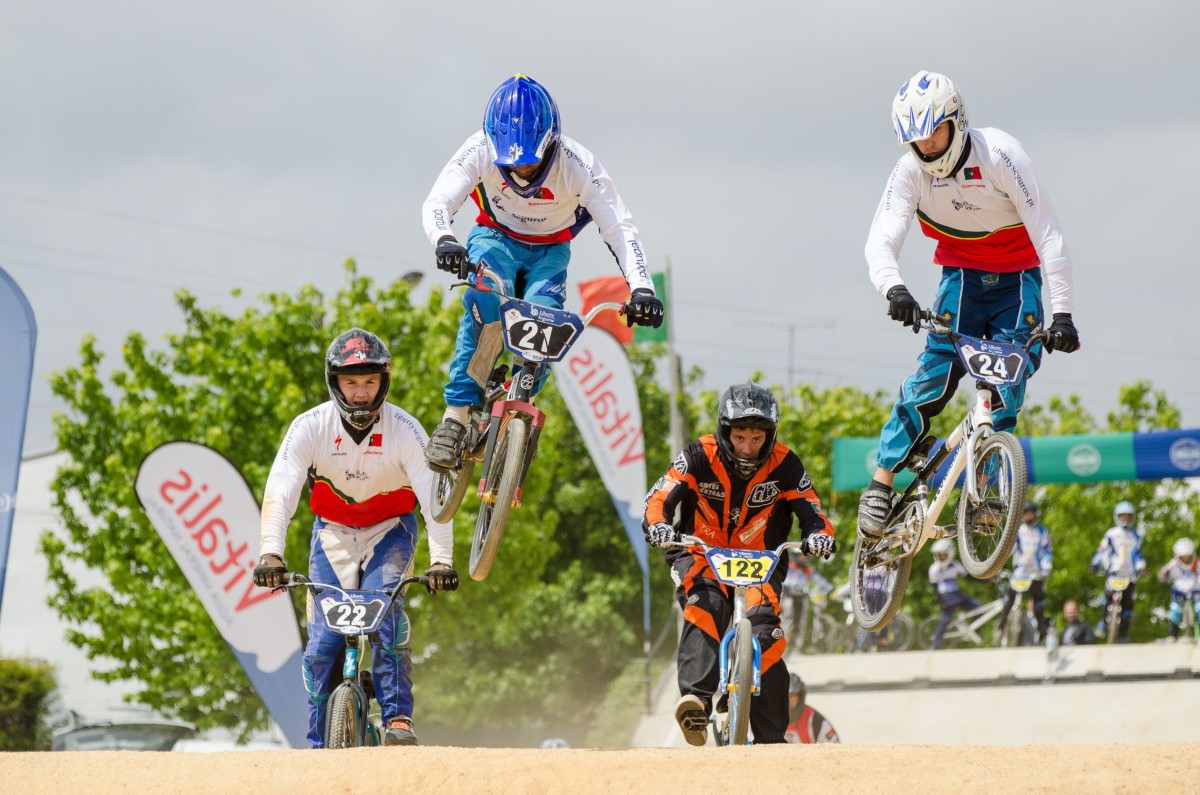 Biker jumping in a competition