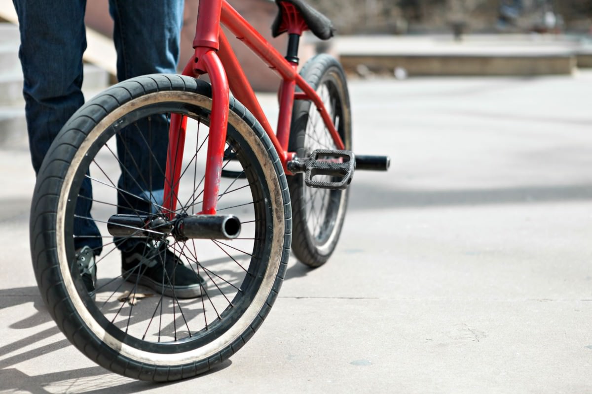 BMX biker parked