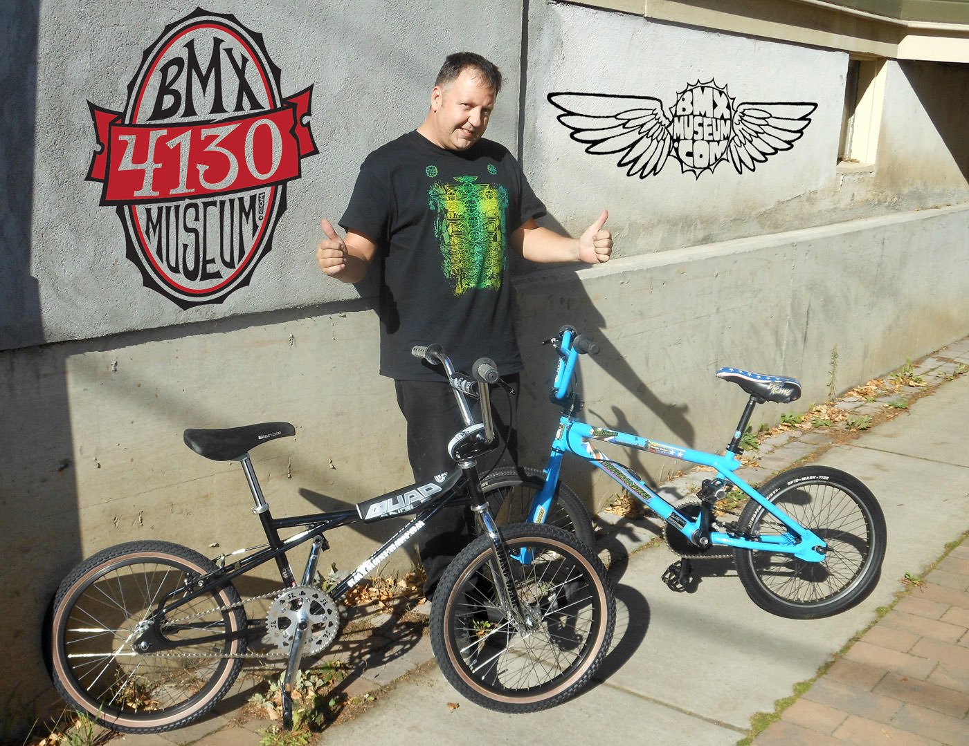 Gary Sansom with 2 BMX bikes