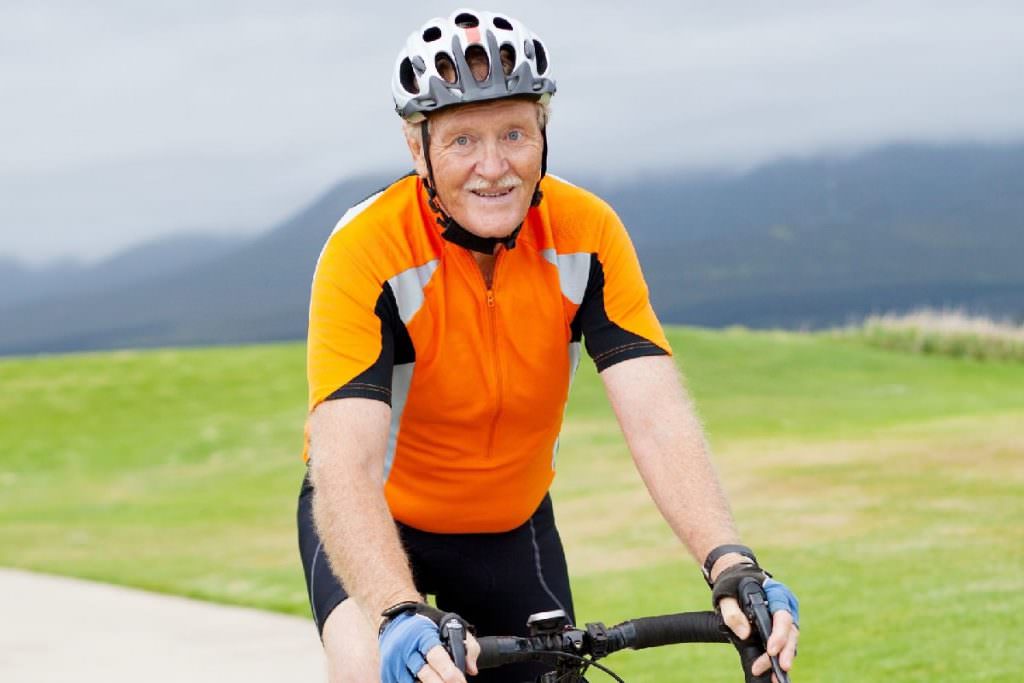 Man on road bike