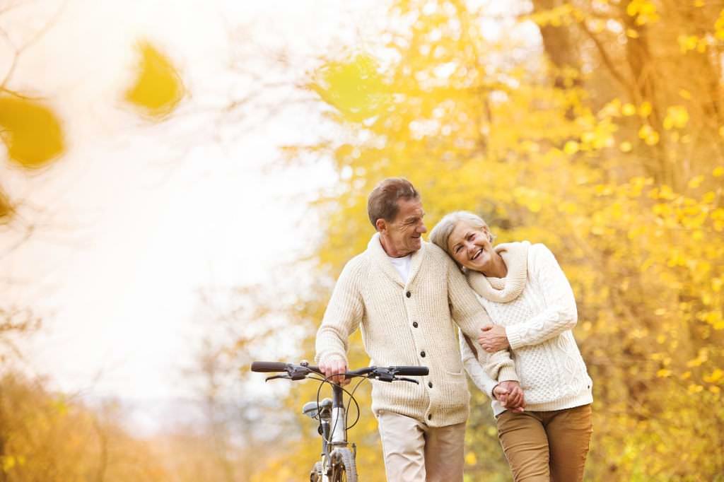 Old couple with bike