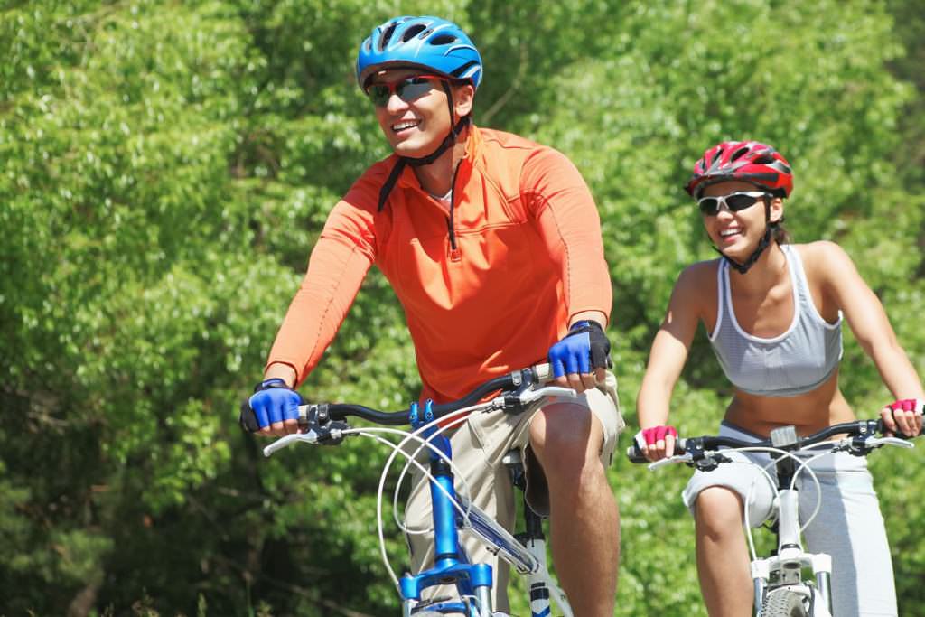 Couple on bikes