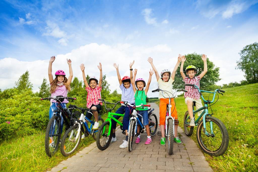 Happy cyclists