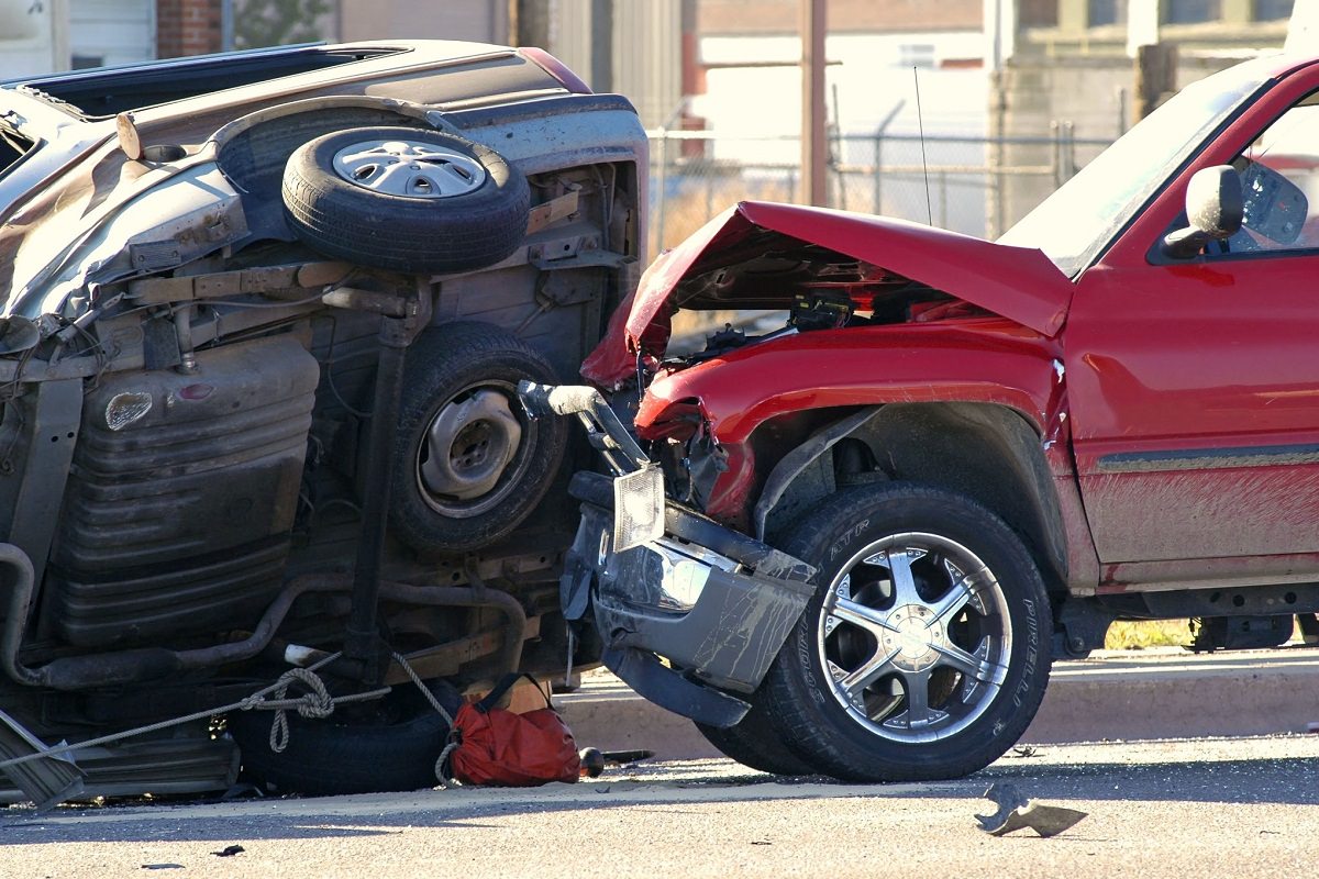 Car accident with one rolled over