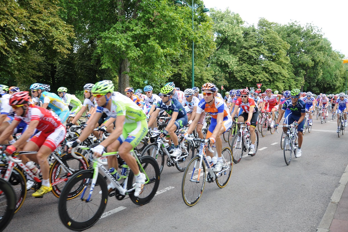 Group of rider cycling in a tour