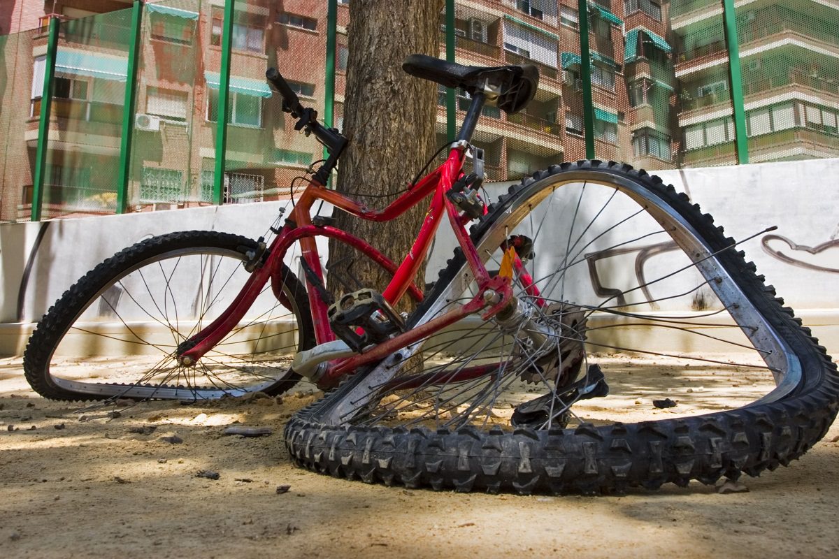 Deformed bicycle after accident