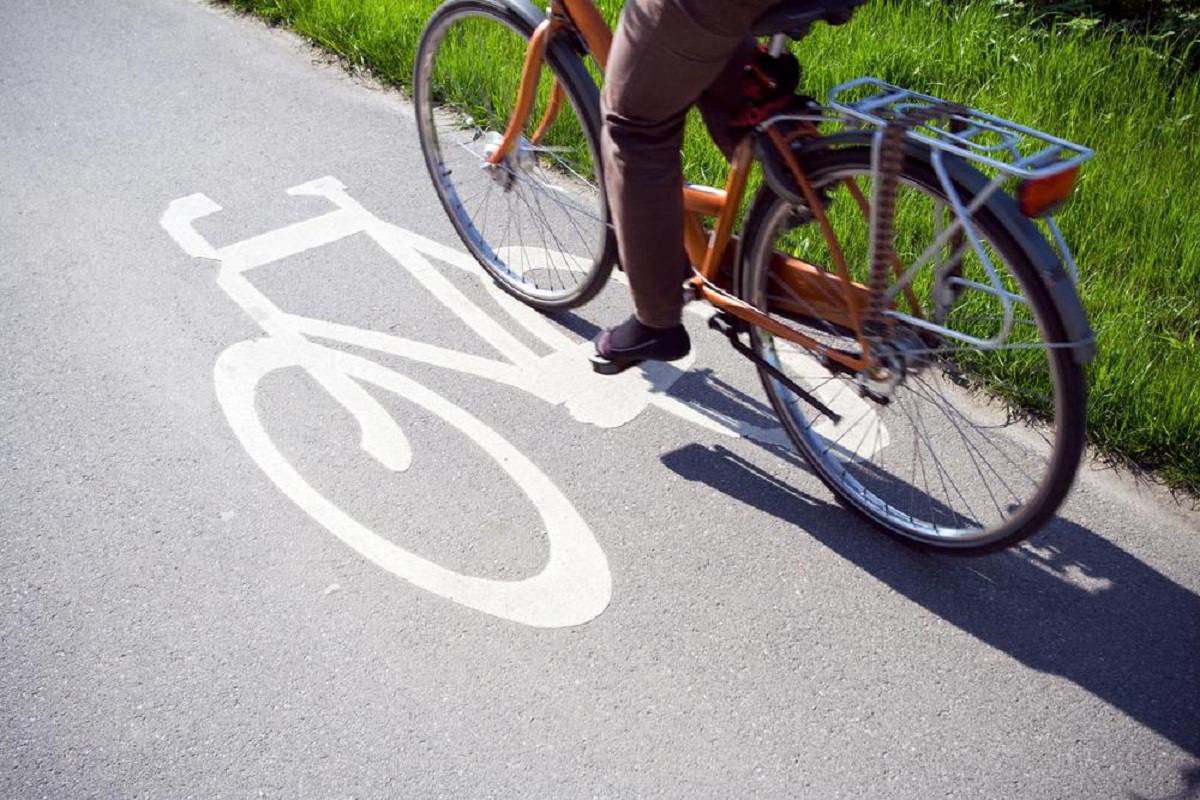 Biking on a bicycle lane