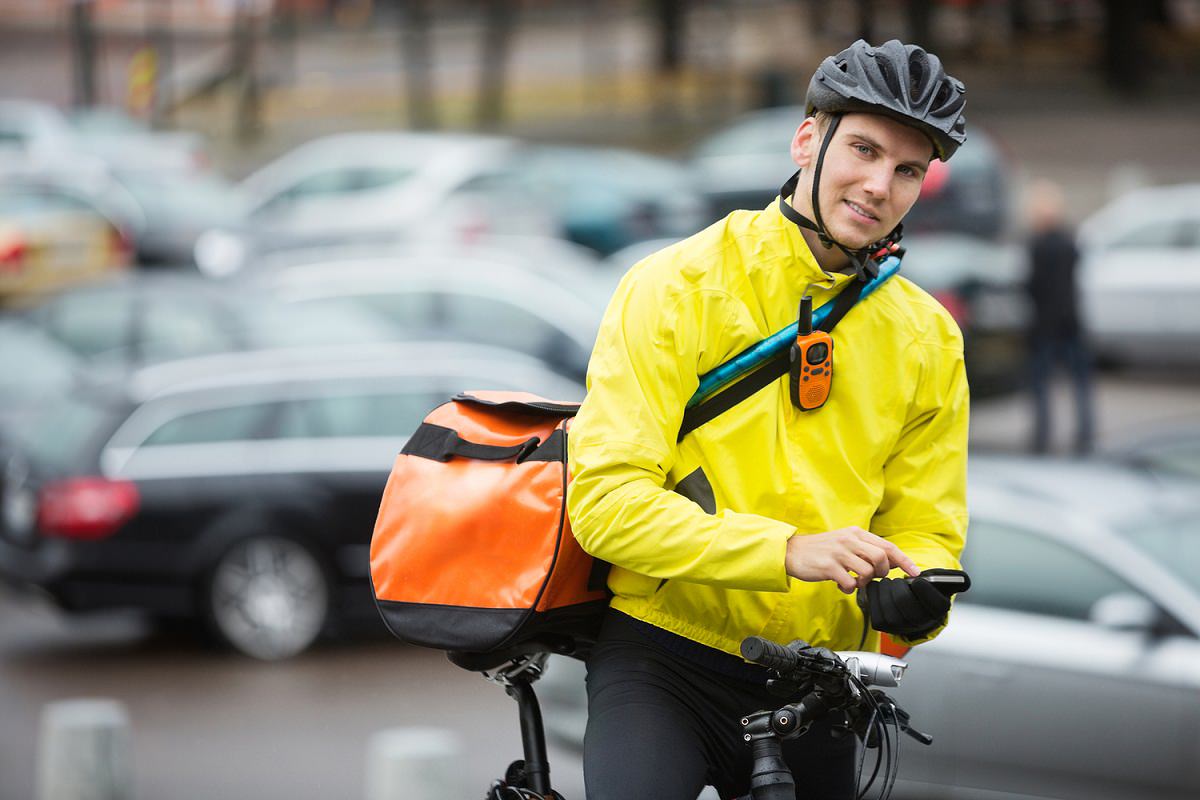 Cyclist with courier bag