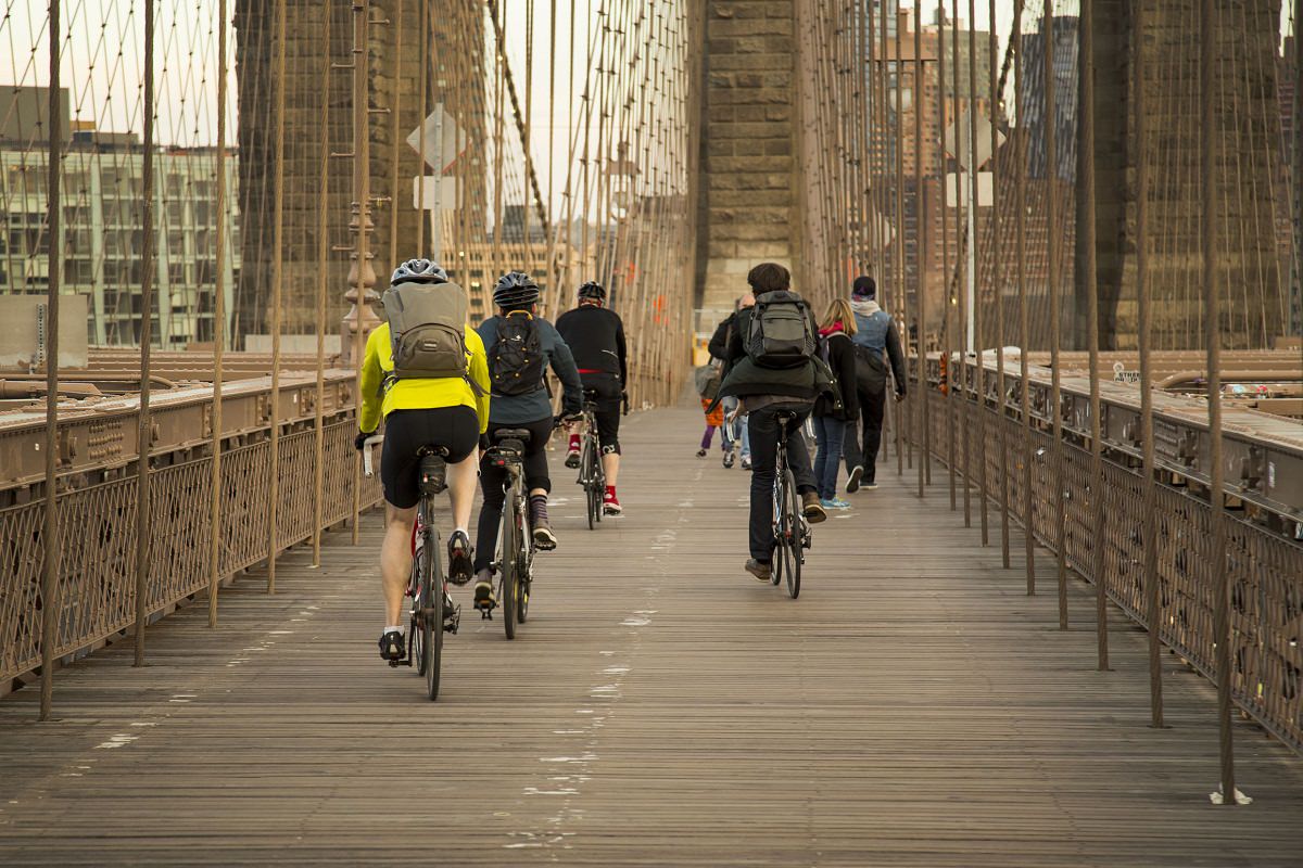 Cycling on Brooklyn bridge