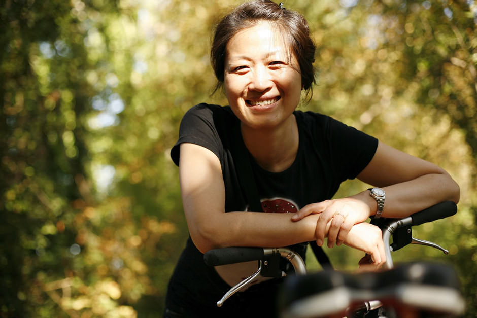 Happy cyclist