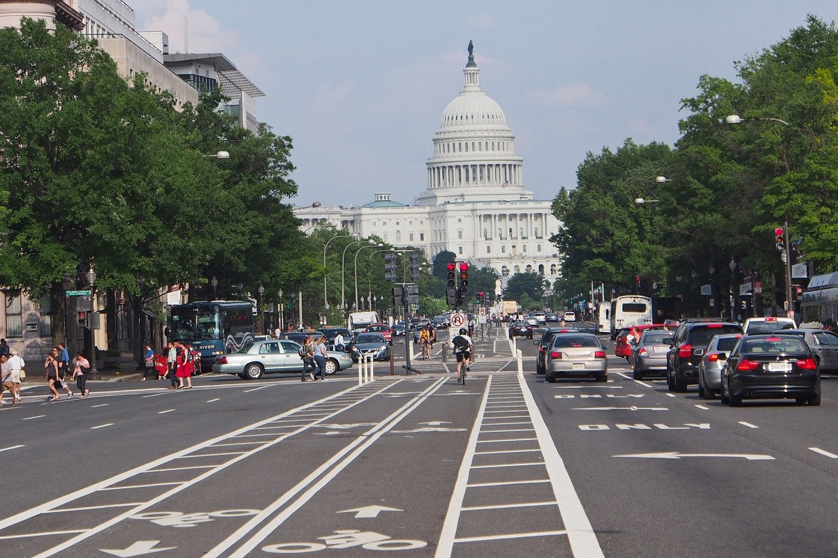 Bike lanes marked on city street