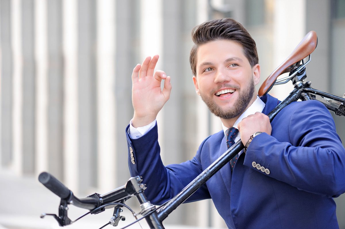 Happy cyclist