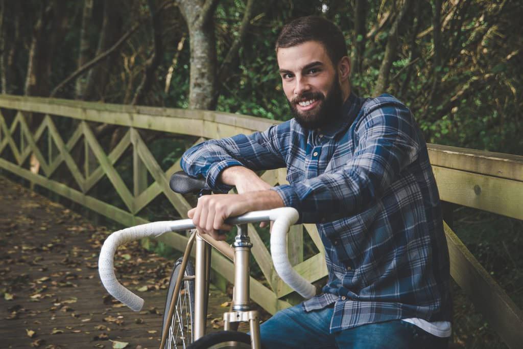 Hipster with his bike