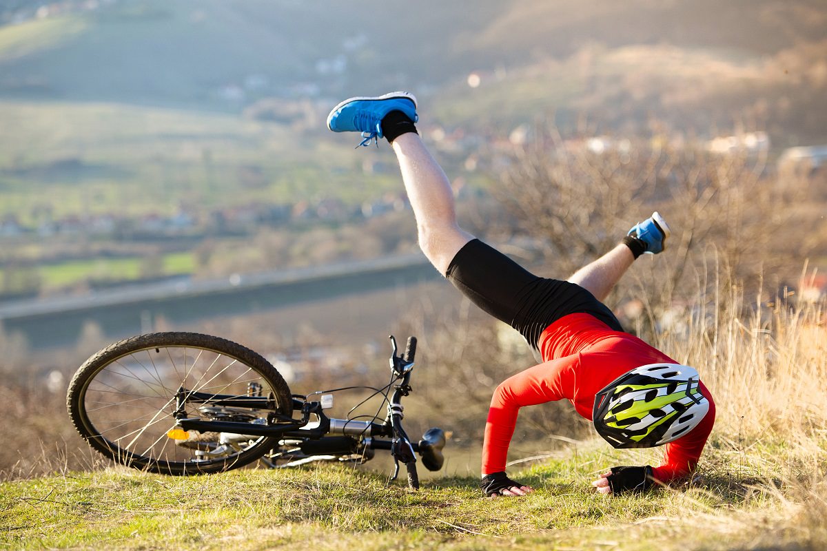 Rider falling from his bike