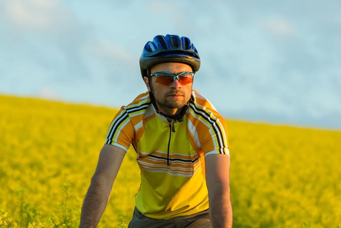 Cyclist in bike clothes