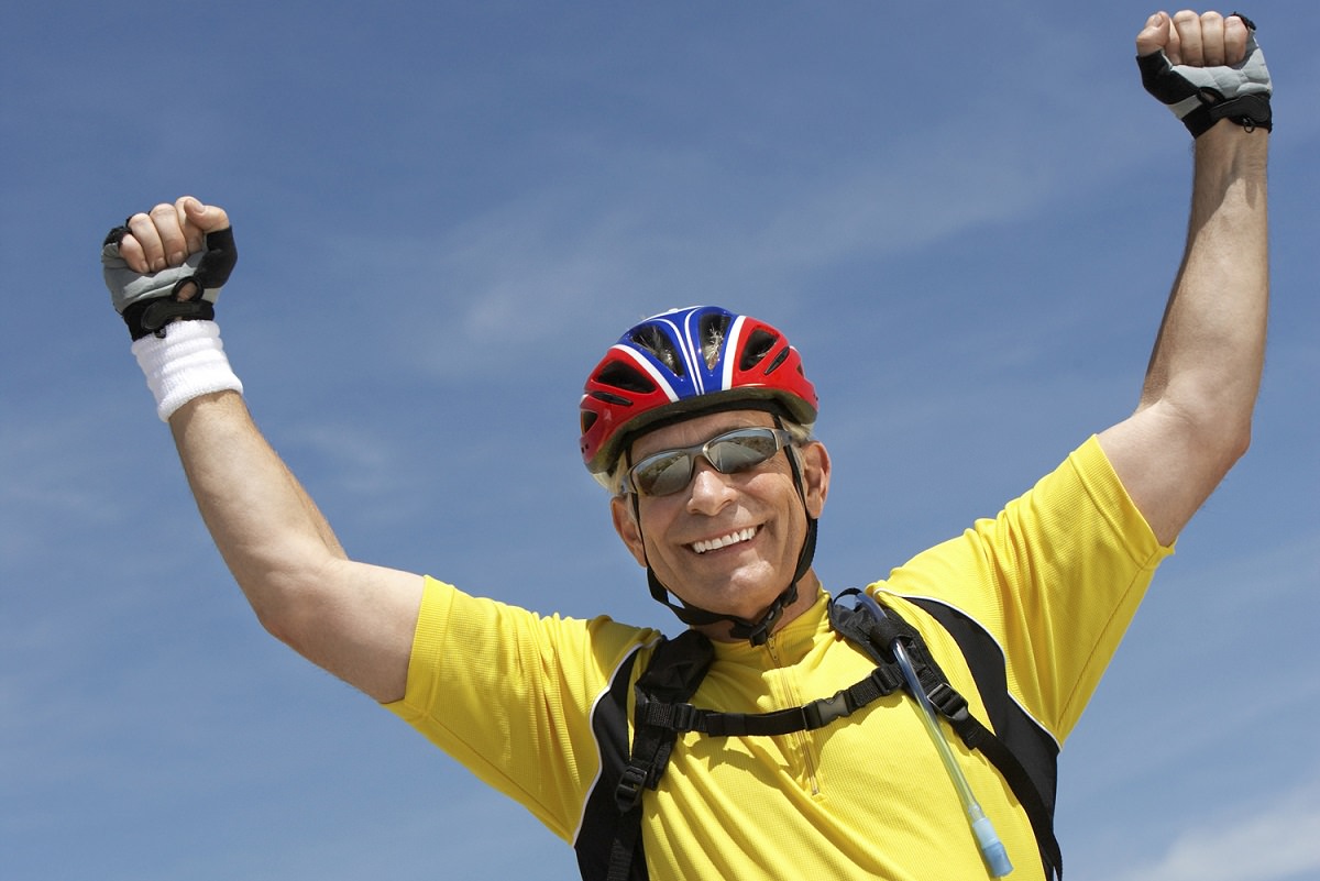 Happy and confident cyclist