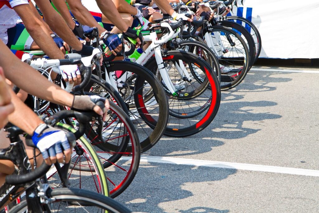 Road bikes ready to start