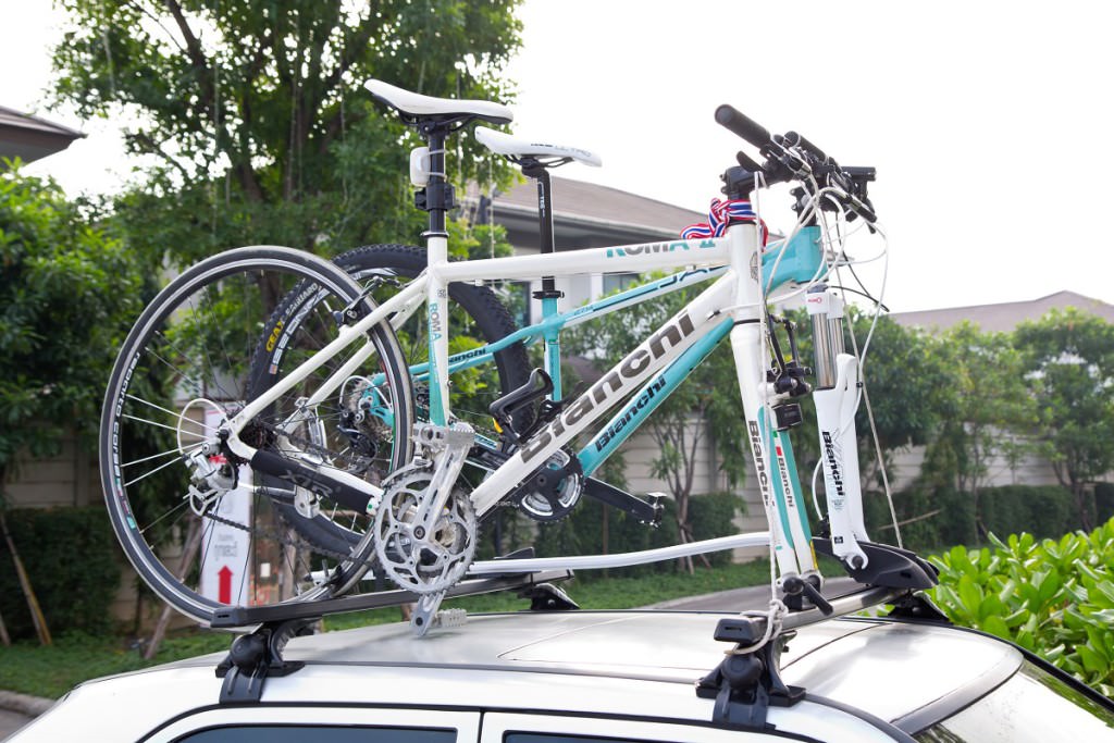 Road bikes on a bike rack