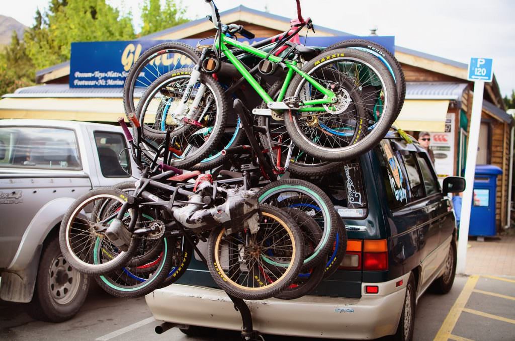 Car bike rack with a lot of bikes