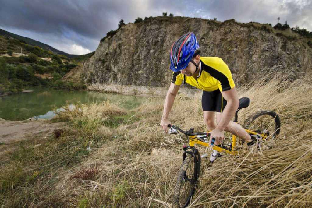 Cycling on a mountain bike