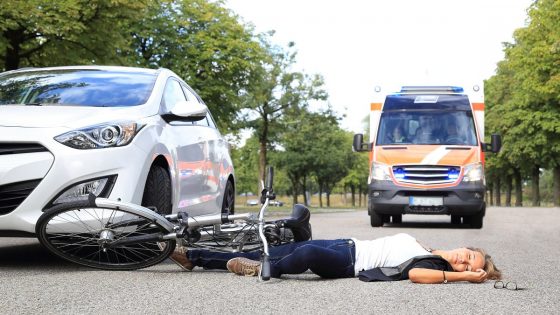 Cyclist hit by a car