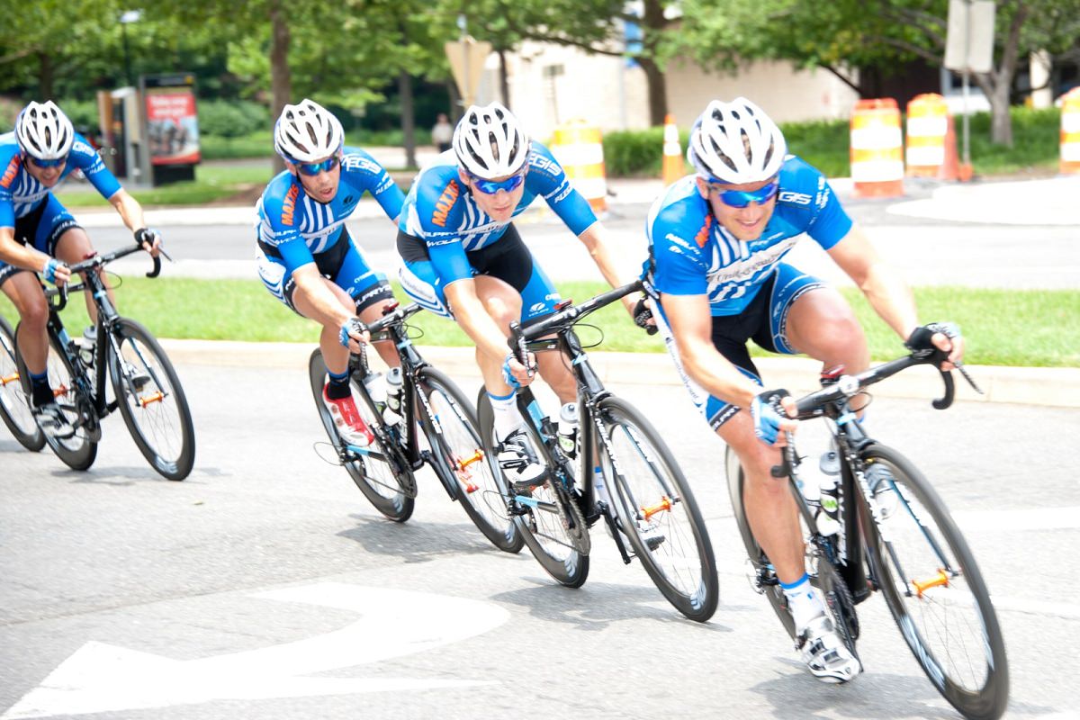 Three pro cyclists training