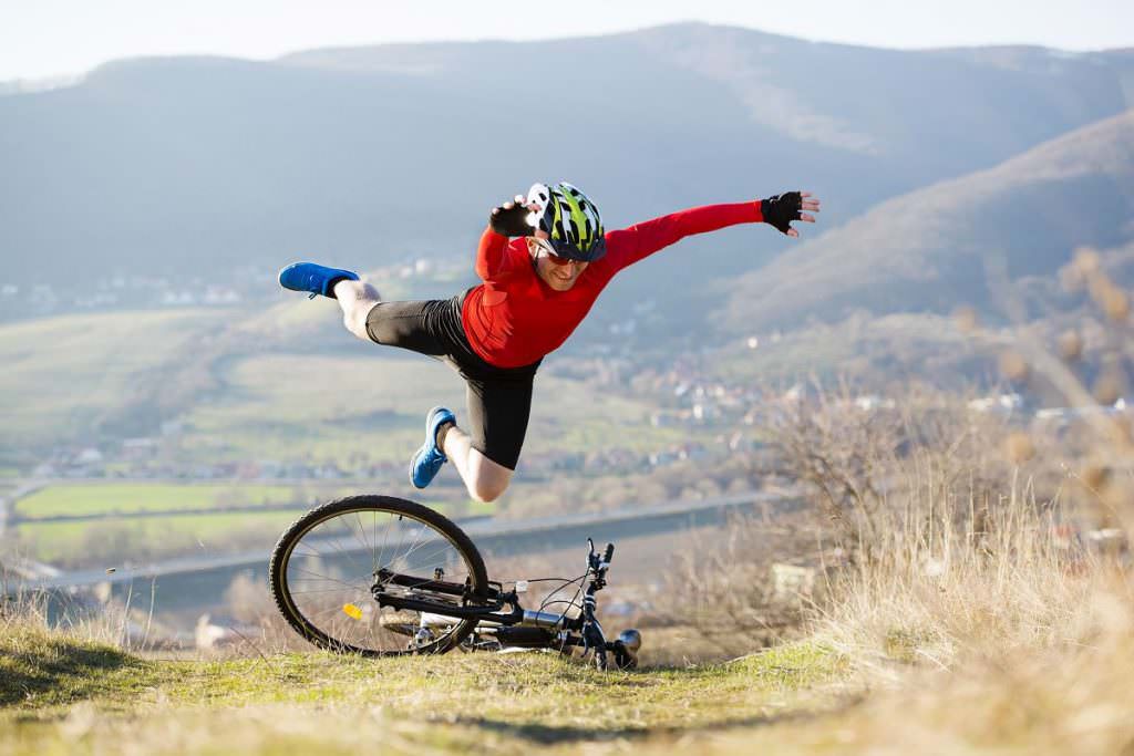 Rider falling from his bicycle