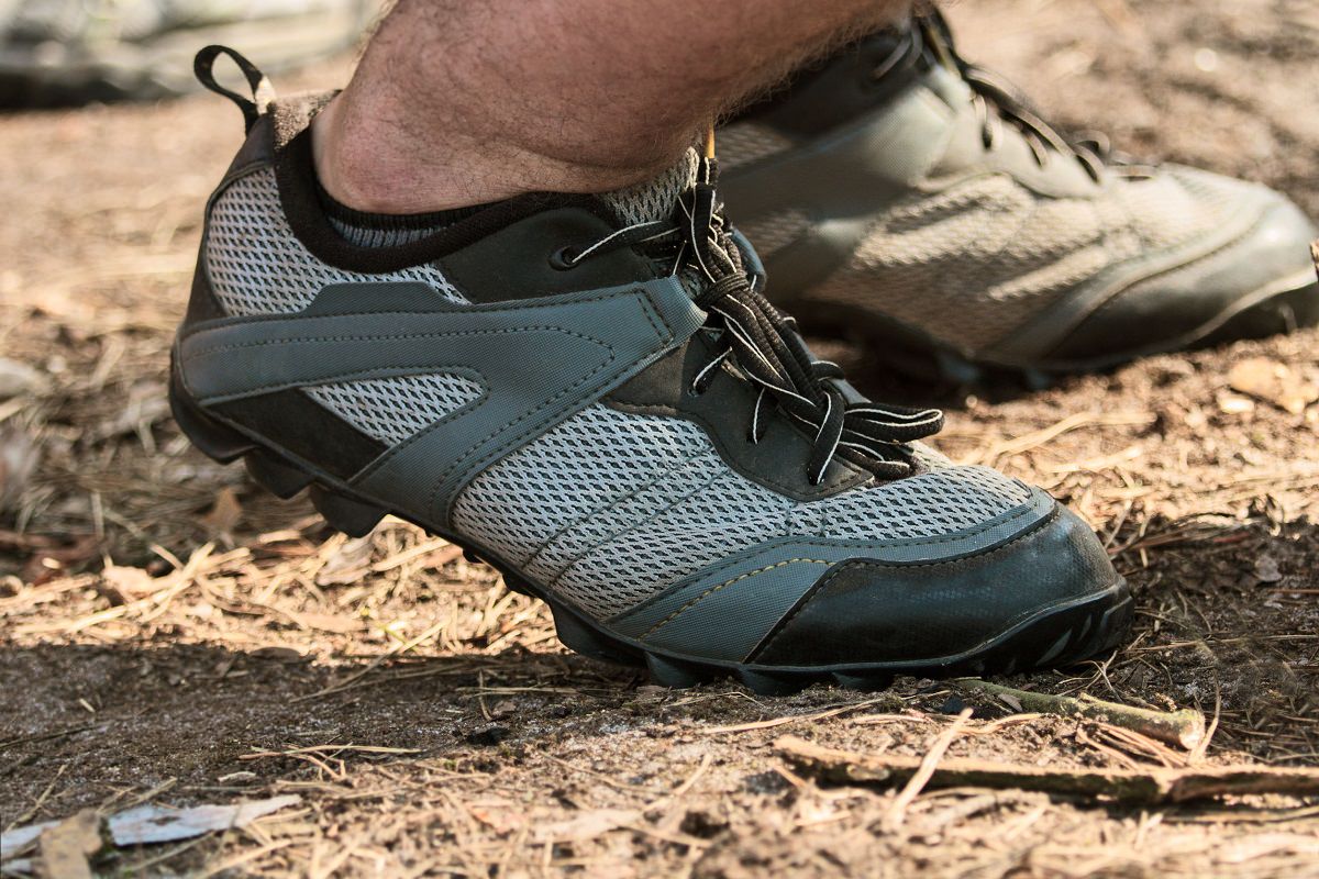 Rider wearing racing shoes