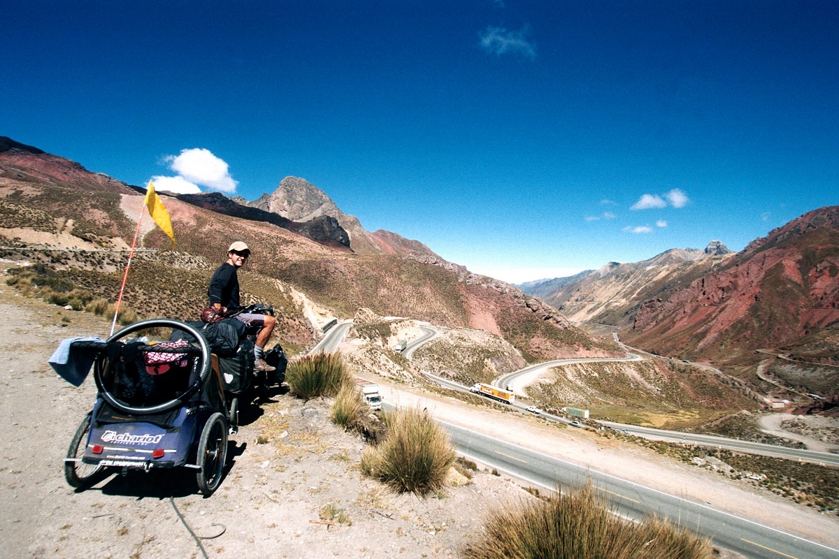 Andoni with the bike trailer